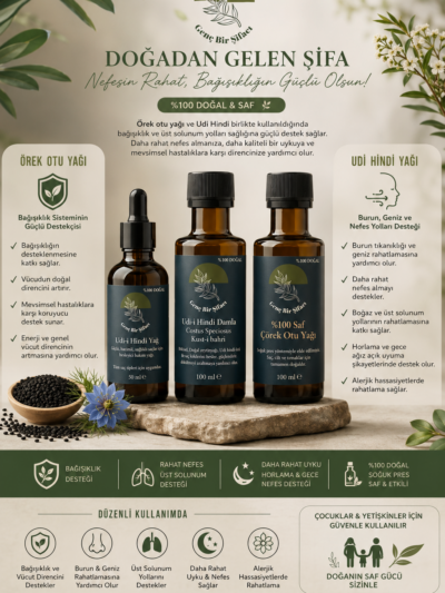 Süper 3lü Set. ( Ud-i Hindi Seti + Çörek Otu Yağı(100ml )